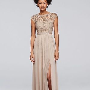 David’s Bridal Bridesmaid Dress with Lace Bodice
